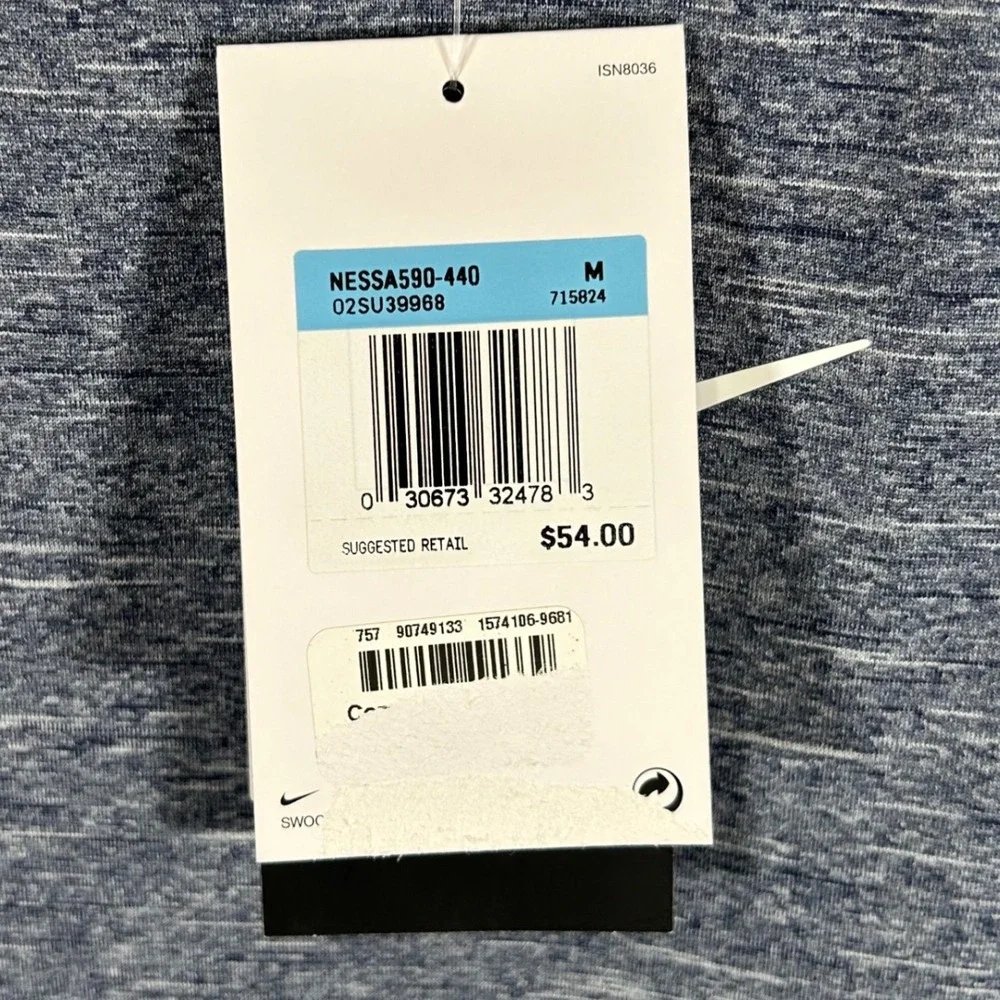 Nike Swim Mens Dri-FIT Heather Long Sleeve Rash Guard Blue NESSA590-440 M New